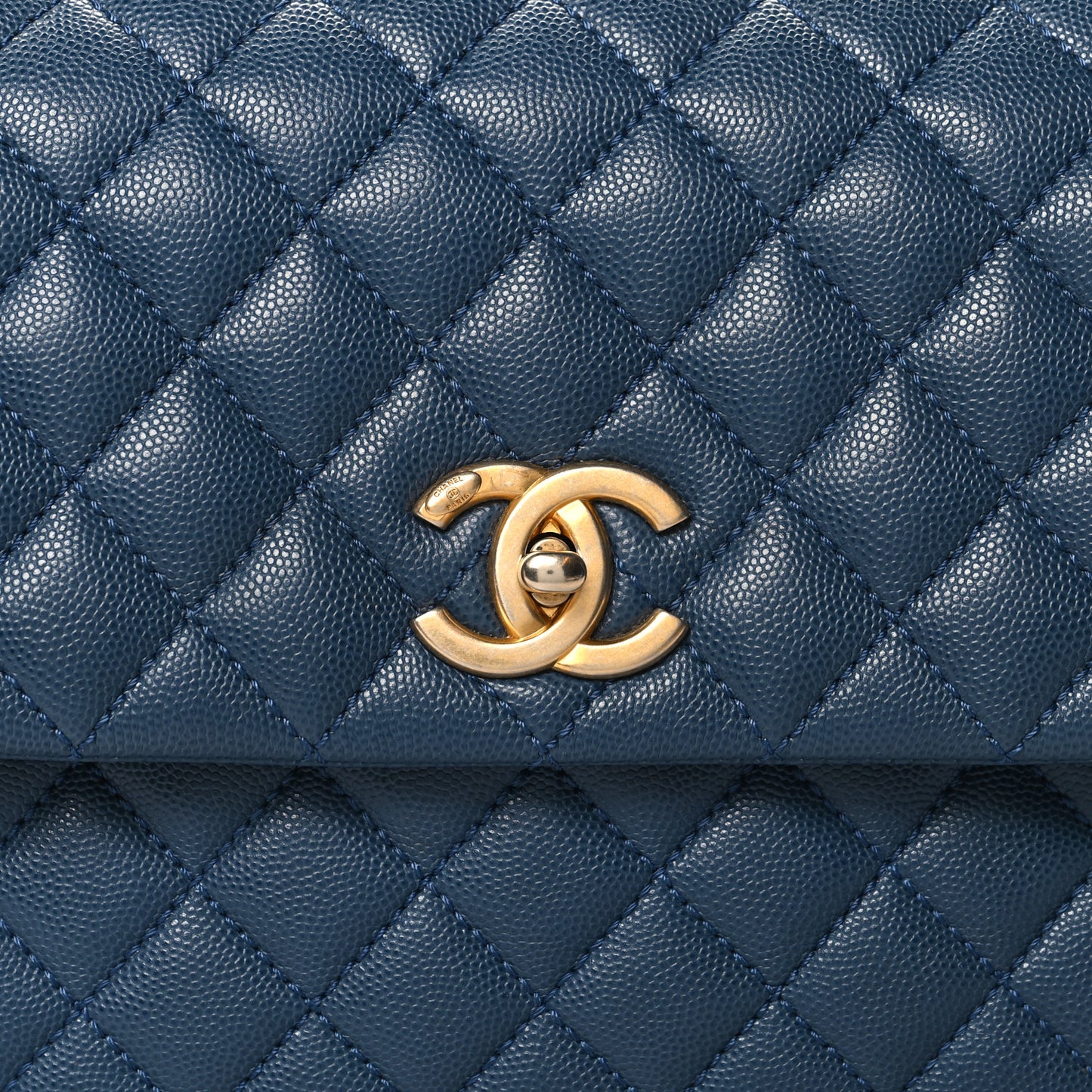 Caviar Quilted Medium Coco Handle Flap Blue