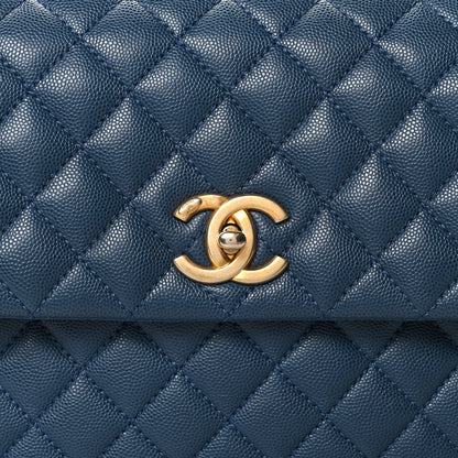 Chanel Caviar Quilted Medium Coco Handle Flap Blue 8 of 11