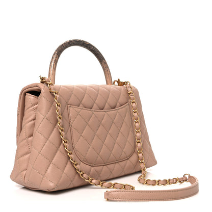 Chanel Caviar Lizard Embossed Quilted Small Coco Handle Flap Beige 3 of 10