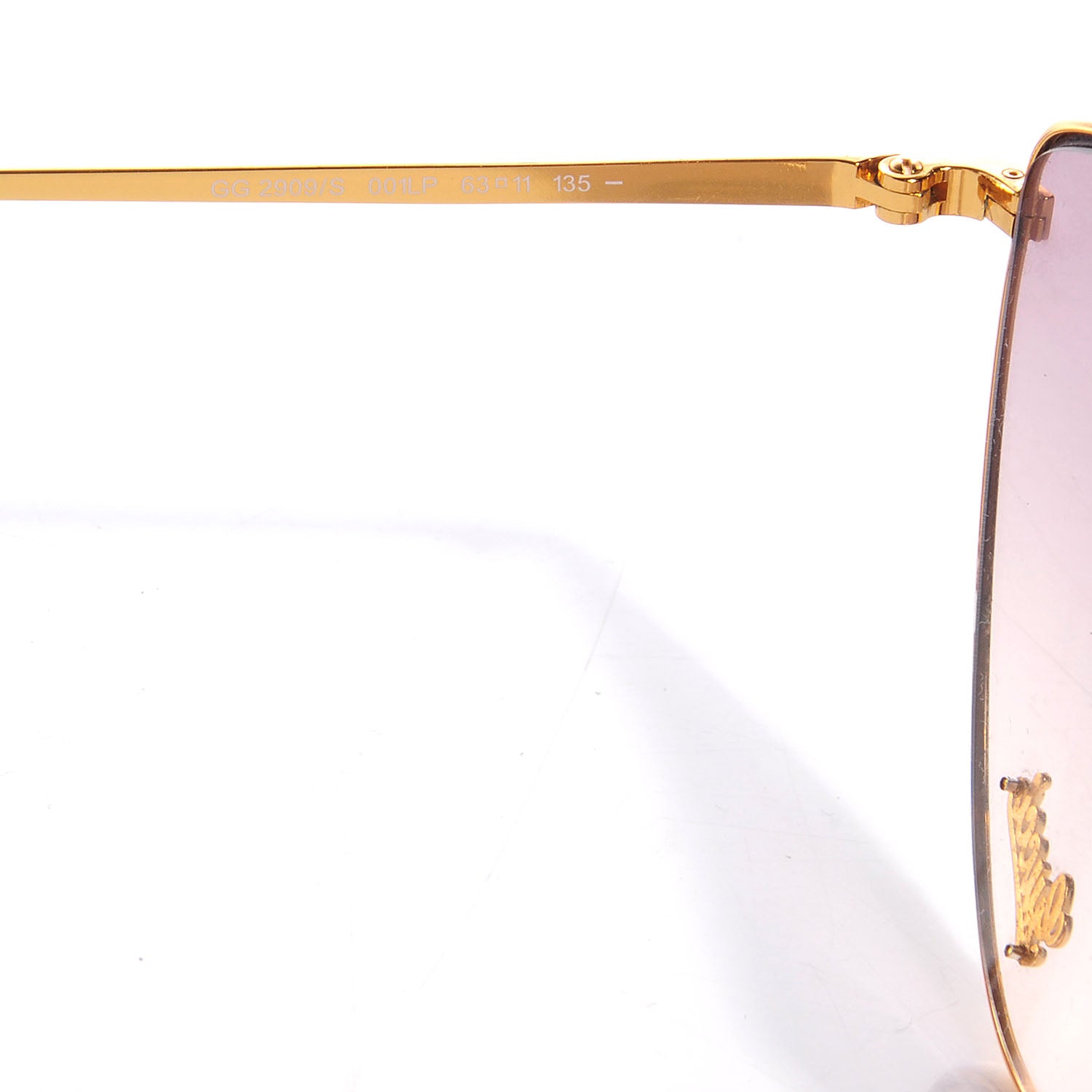Gucci Oval Frame Aviator Sunglasses 2909/S Gold 86621 – FASHIONPHILE