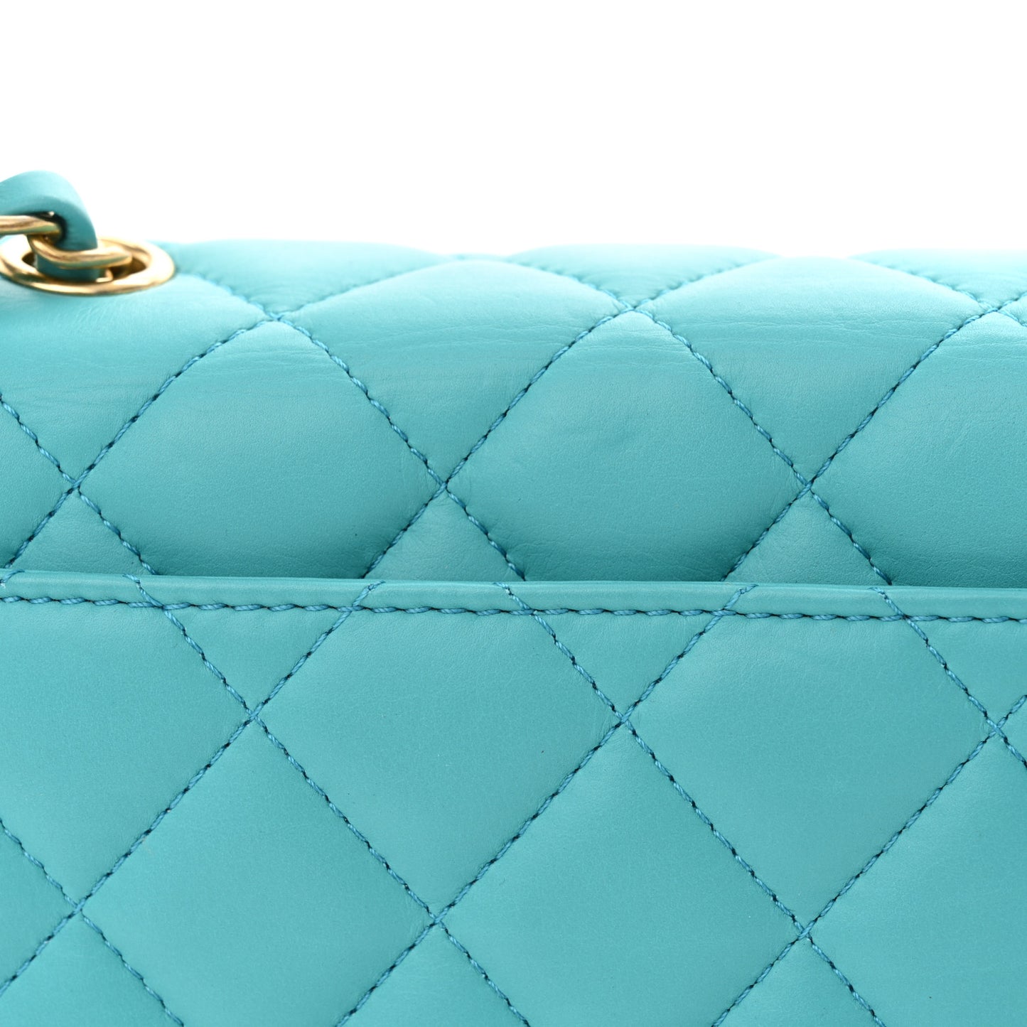 Calfskin Quilted Medium Everyday Chic Single Flap Turquoise