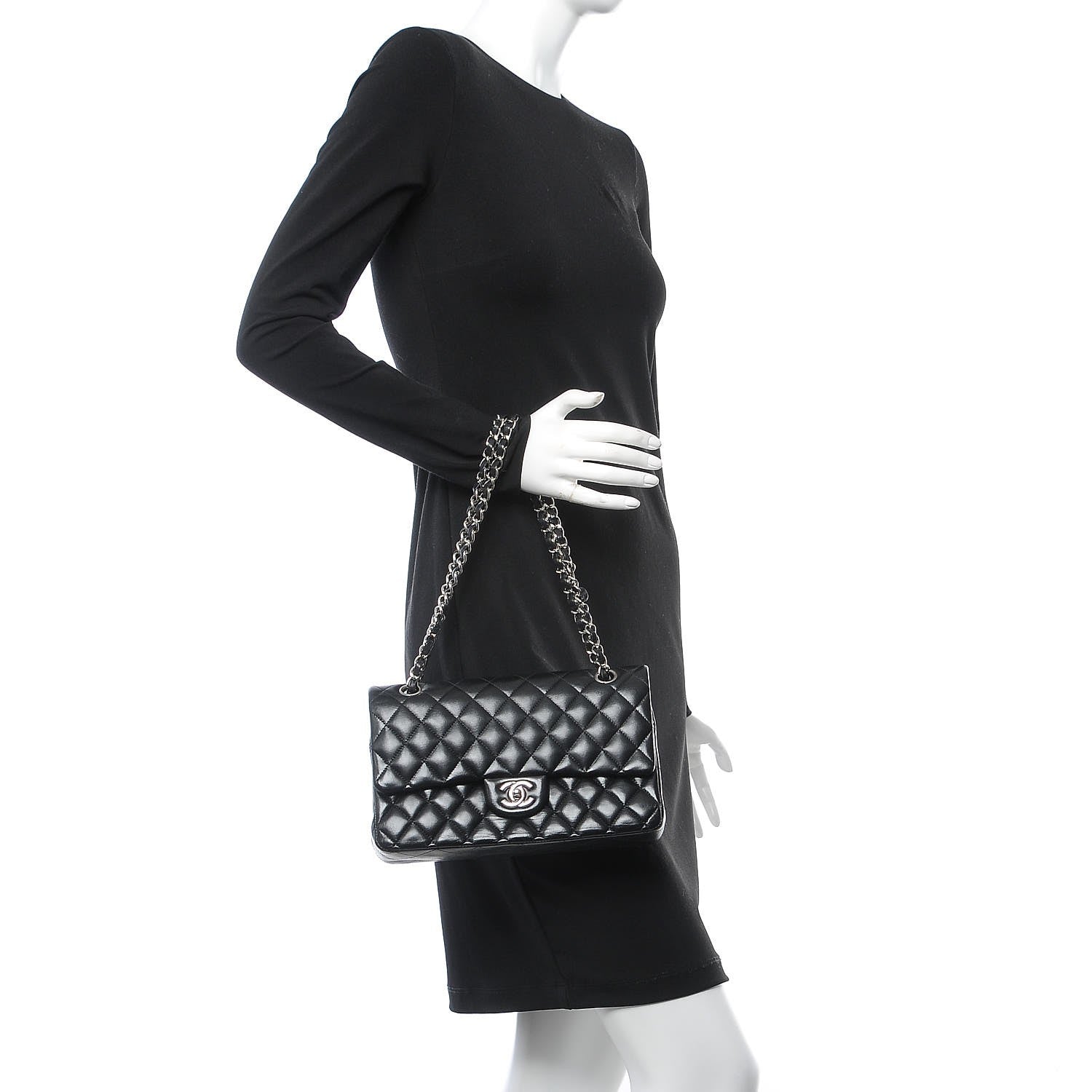 Chanel Lambskin Quilted Medium Double Flap Black 2 of 8