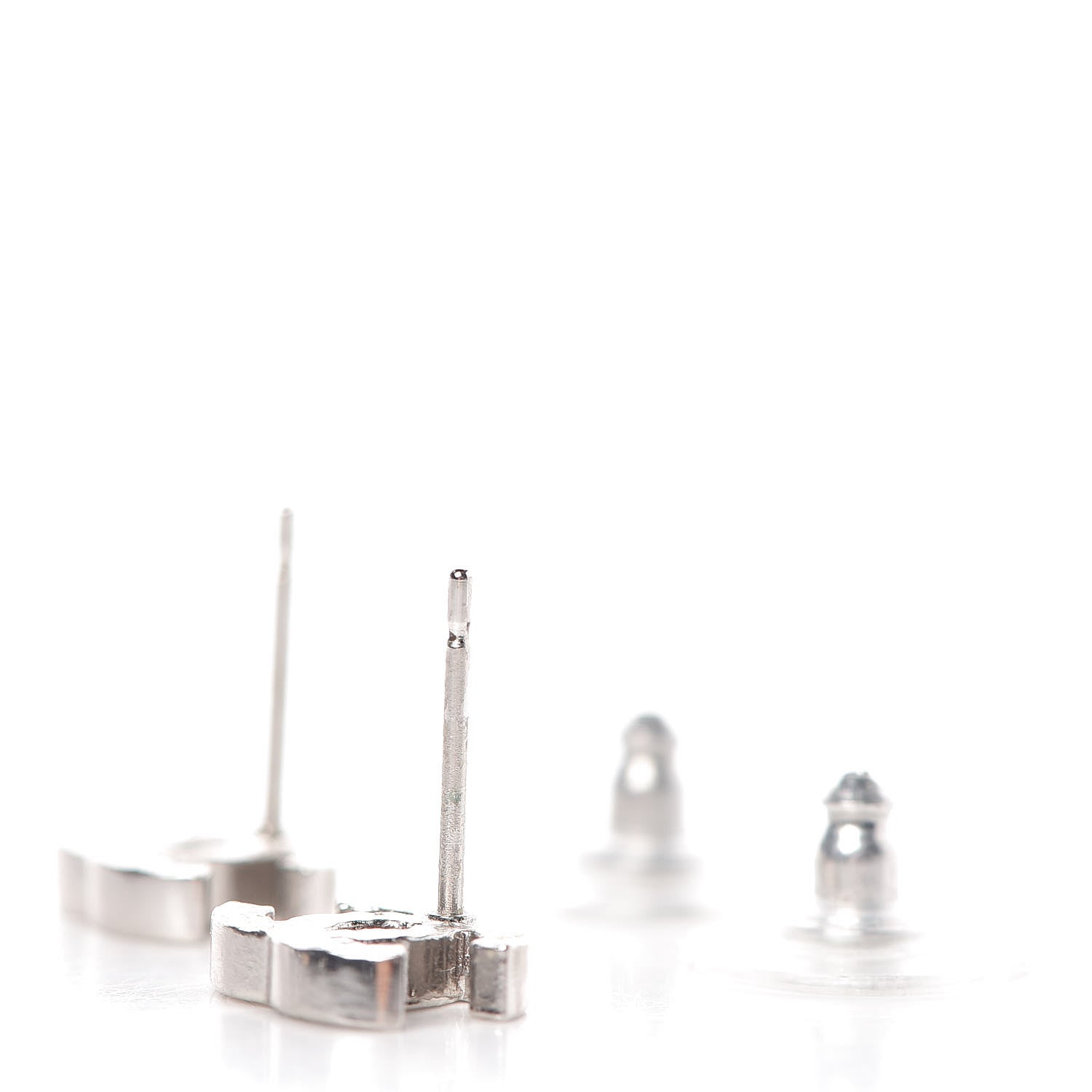 Chanel Metal CC Earrings Silver 3 of 4
