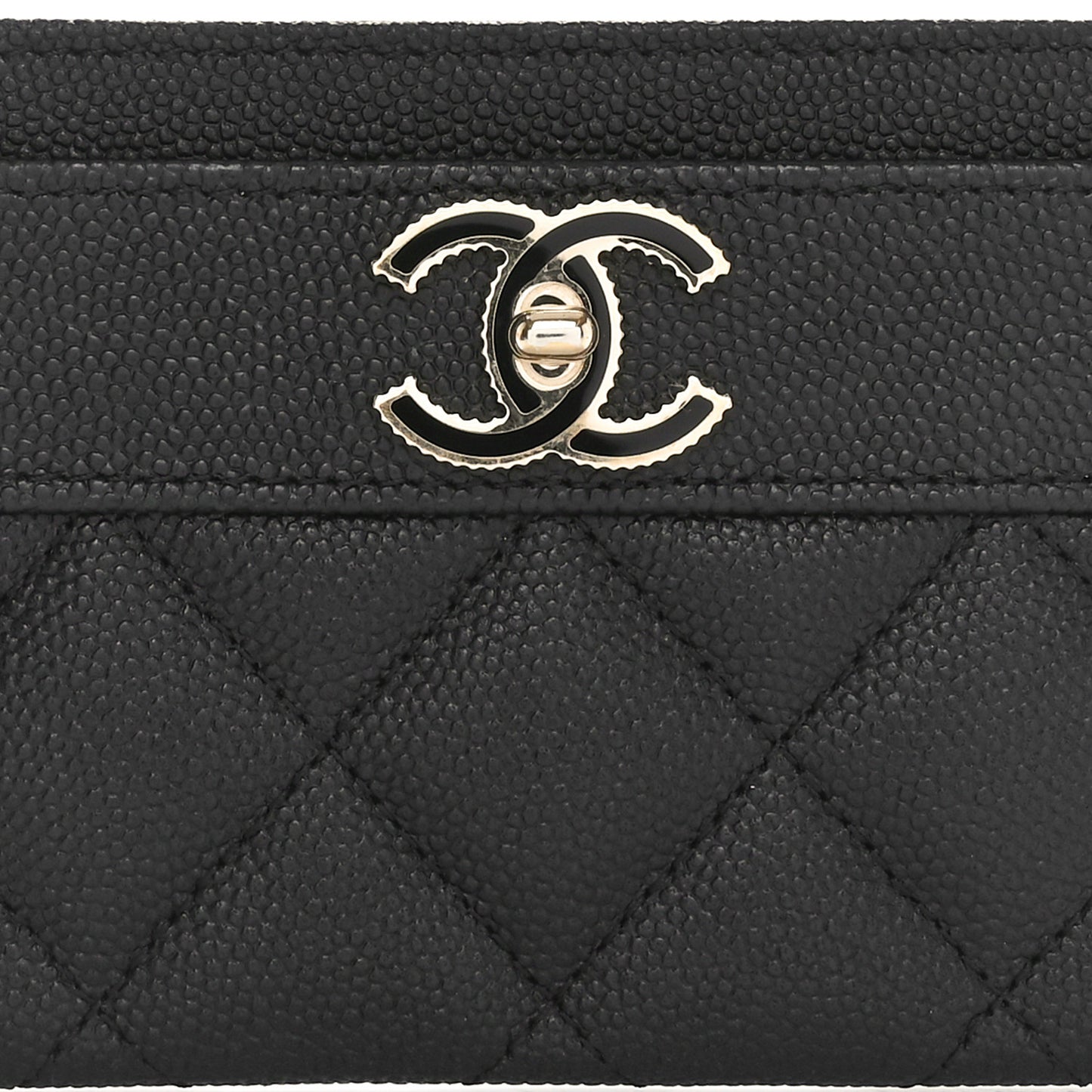 Caviar Quilted Vintage Mademoiselle Card Holder Black