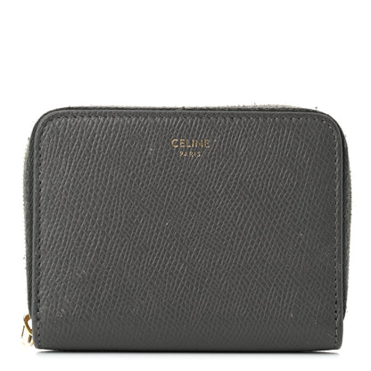 Celine Grained Calfskin Compact Zipped Wallet Grey 1 of 10