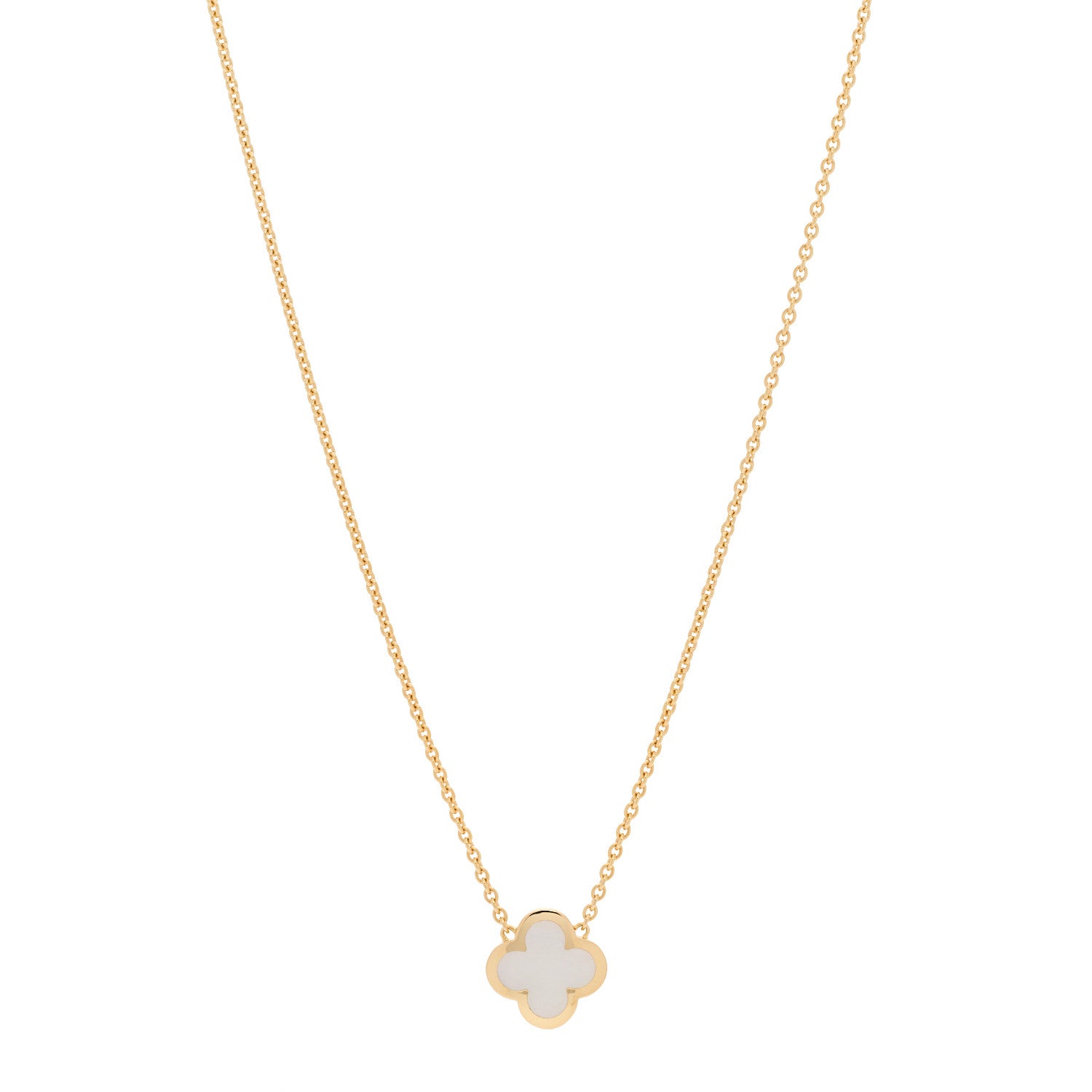 Van Cleef & Arpels 18K Yellow Gold Mother of Pearl Pure Alhambra Pendant Necklace 1 of 7
