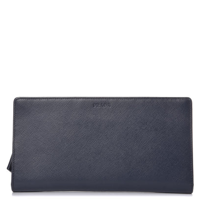 Prada Saffiano Continental Flap Wallet Baltico 1 of 8
