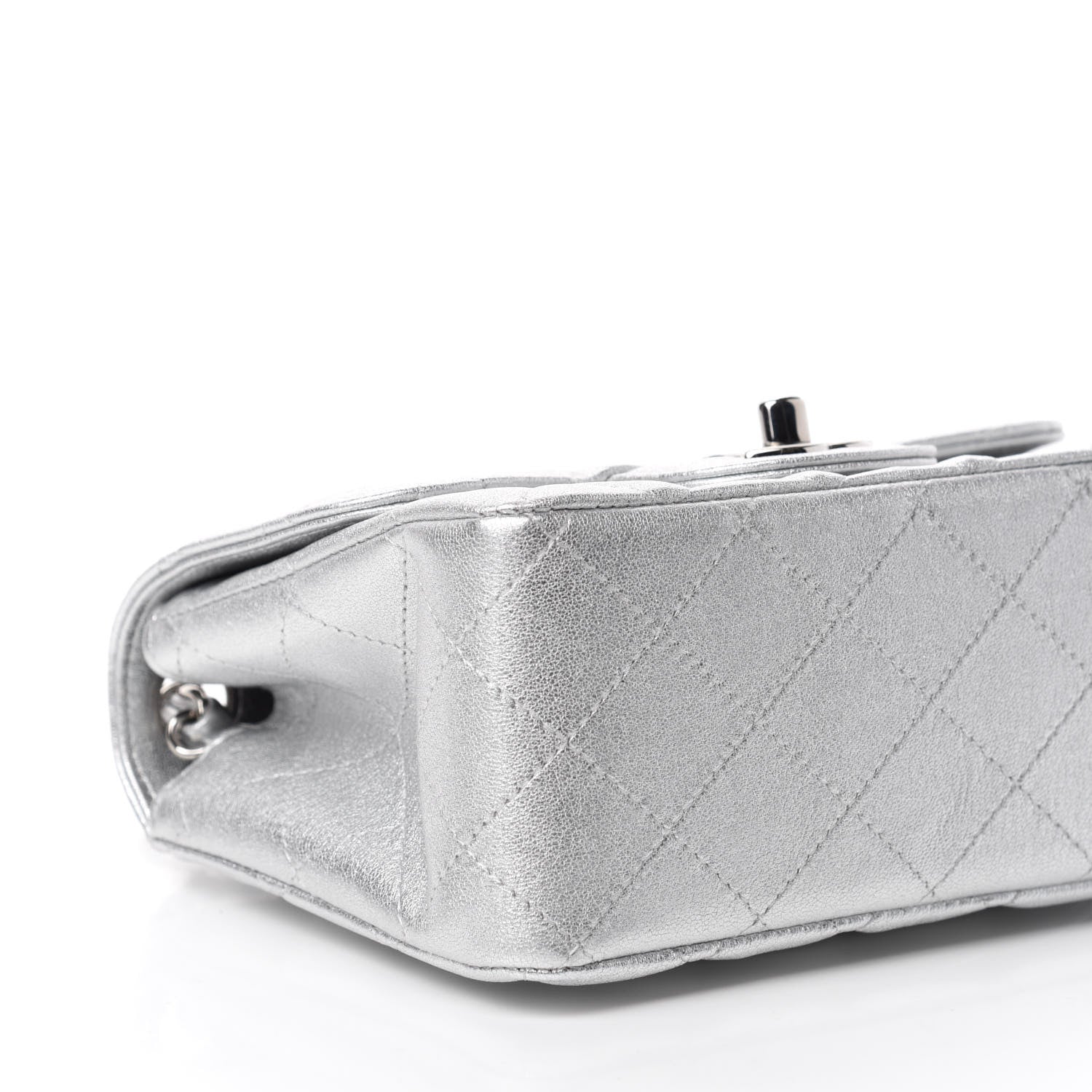 Chanel Metallic Lambskin Quilted Mini Square Flap Silver 6 of 11