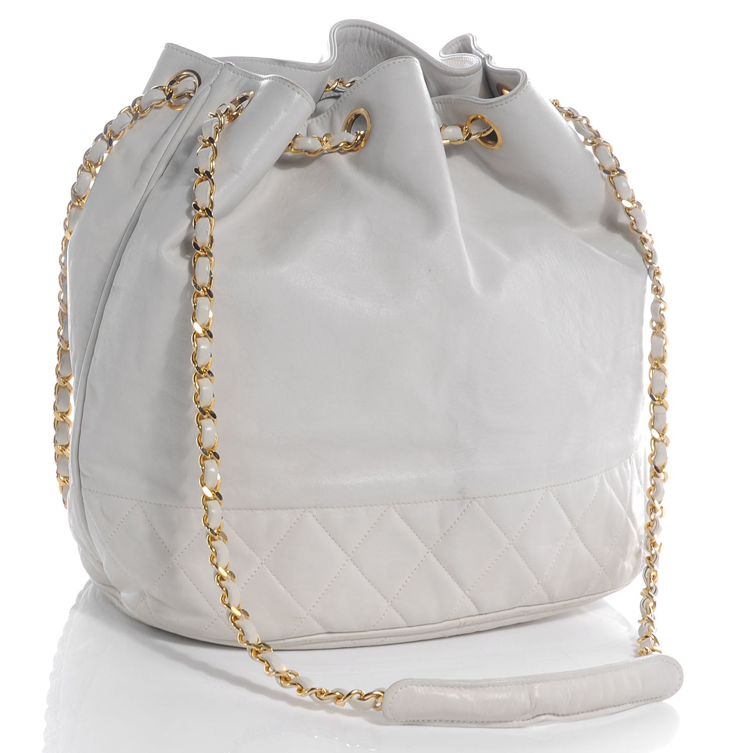 Chanel Lambskin Drawstring Shoulder Bag White 3 of 9