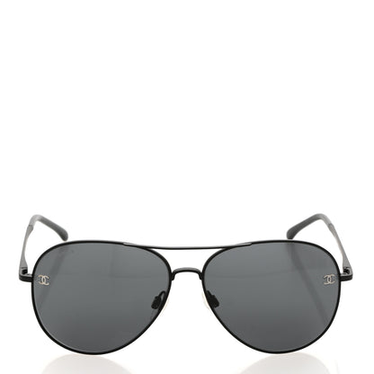 Chanel Metal Pilot Aviator CC Sunglasses 4189-T-Q Black 2 of 8