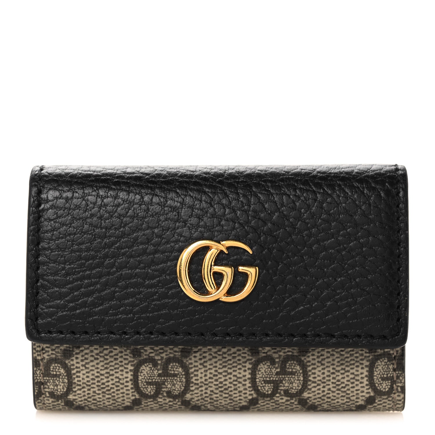 Gucci Dollar Calfskin GG Supreme Monogram GG Marmont 6 Key Holder Case Black Beige Ebony 1 of 11