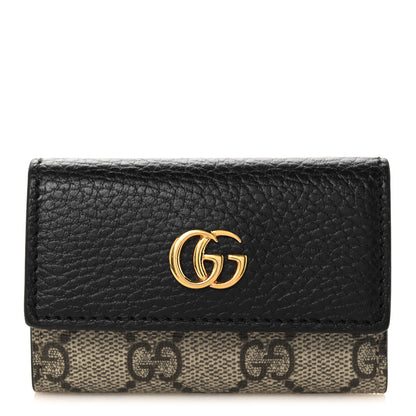 Gucci Dollar Calfskin GG Supreme Monogram GG Marmont 6 Key Holder Case Black Beige Ebony 1 of 11