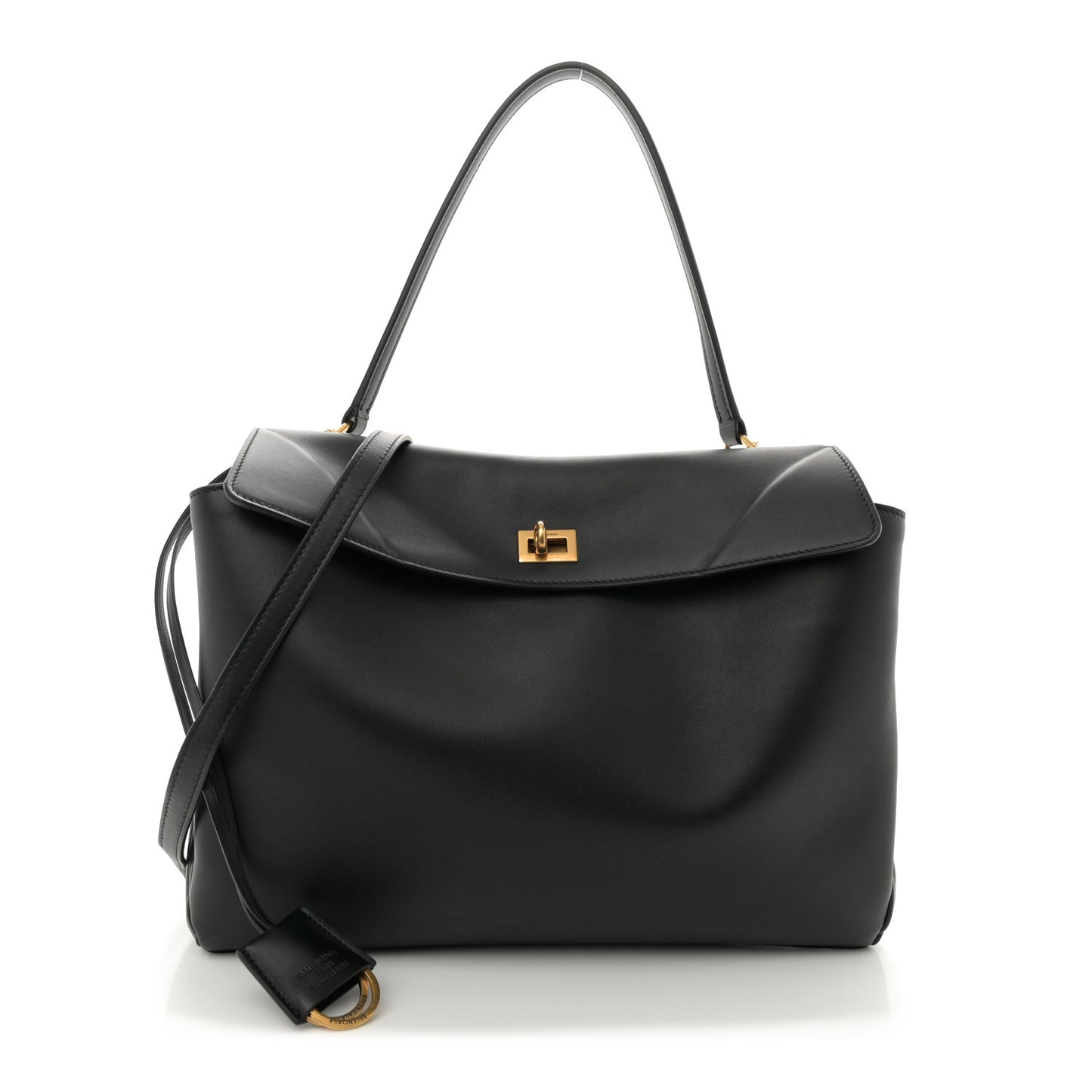 Natural Smooth Calfskin Medium Rodeo Top Handle Handbag Black