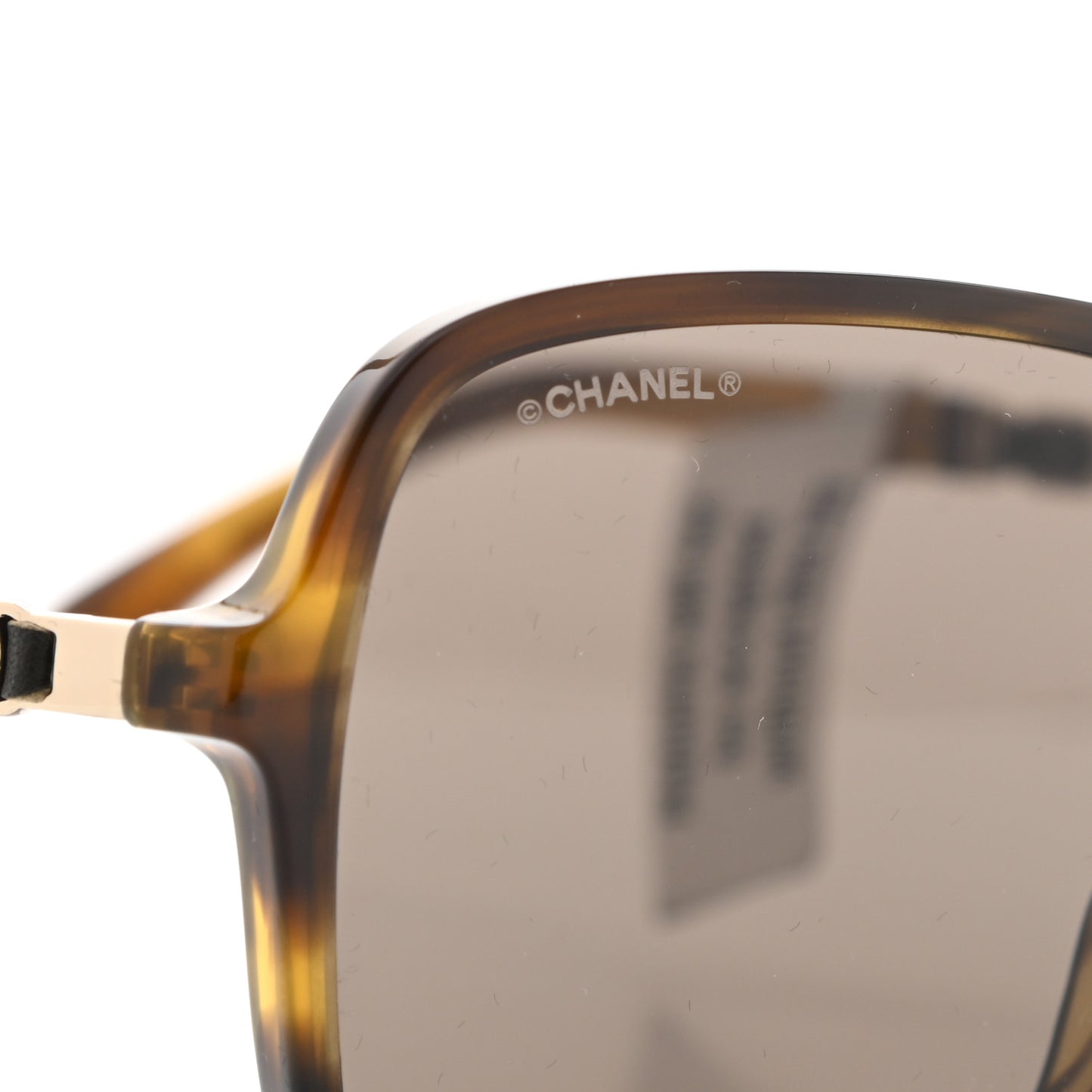 Metal Calfskin CC Chain Pilot Sunglasses 5439-Q Green Tortoise
