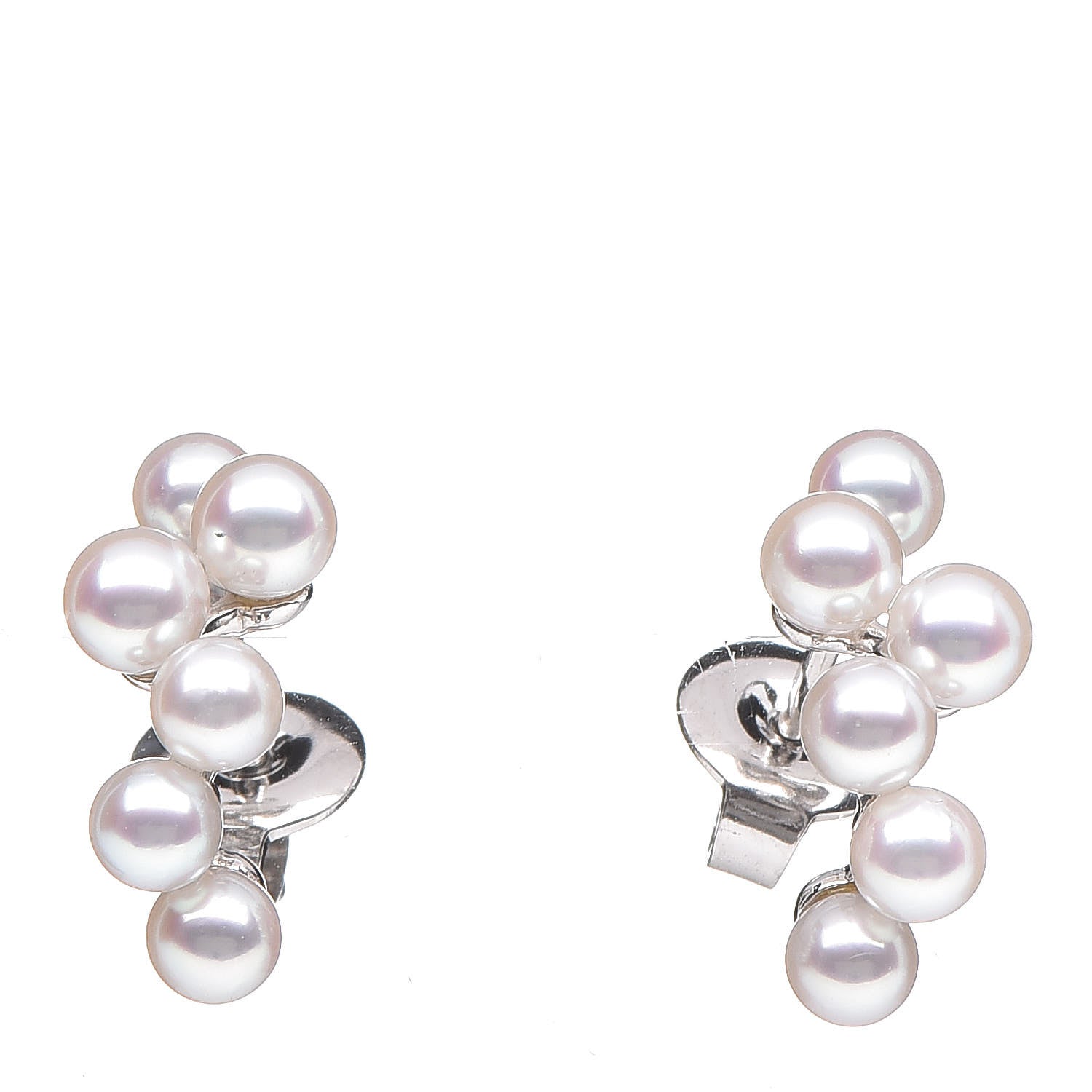 Mikimoto 18K White Gold Akoya Pearl 4.2-3.2mm Bubbles Earrings 1 of 4