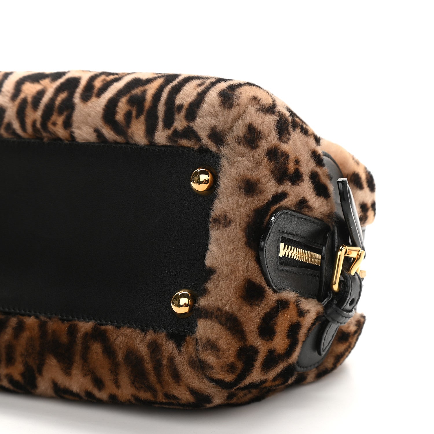 Burberry Prorsum Leopard Print Shearling Shoulder Bag Black 8 of 10