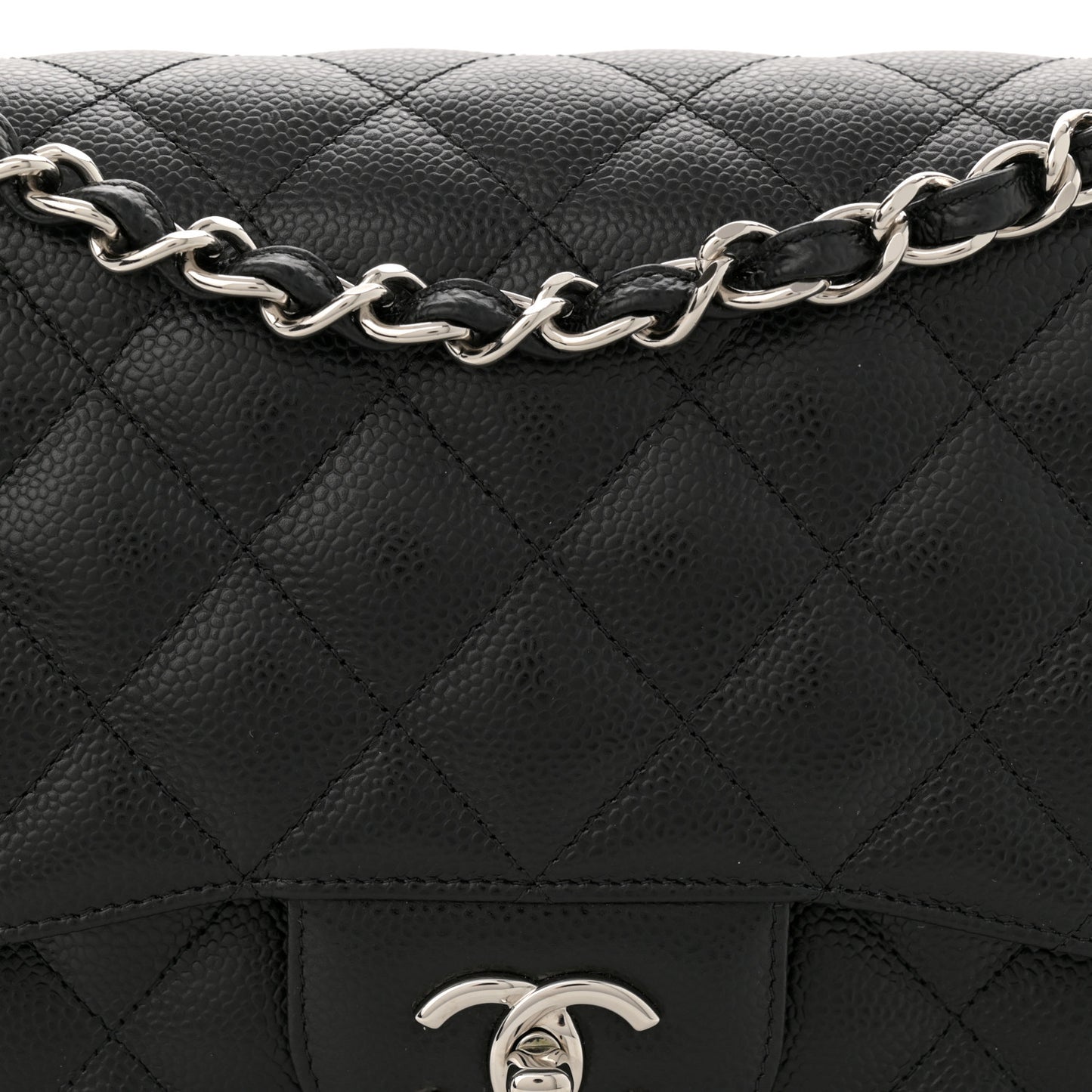 Caviar Quilted Jumbo Double Flap Black