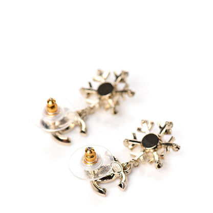 Chanel Crystal Snowflake CC Drop Earrings Gold 3 of 5