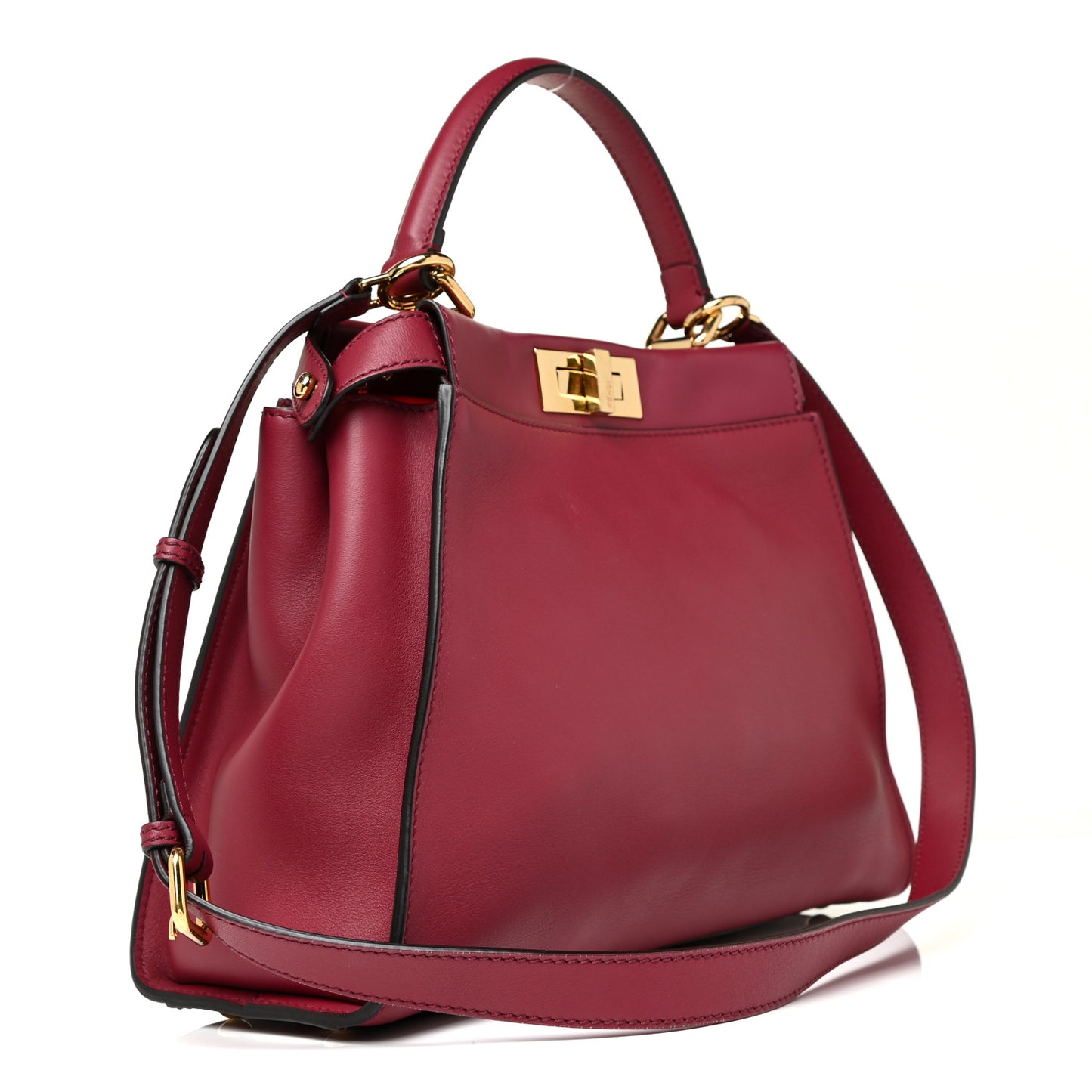 Vitello Seta Shiny Nappa Vitello Mirror Crystal Monster Eyes Medium Peekaboo Iconic Satchel Amarena Fiamma