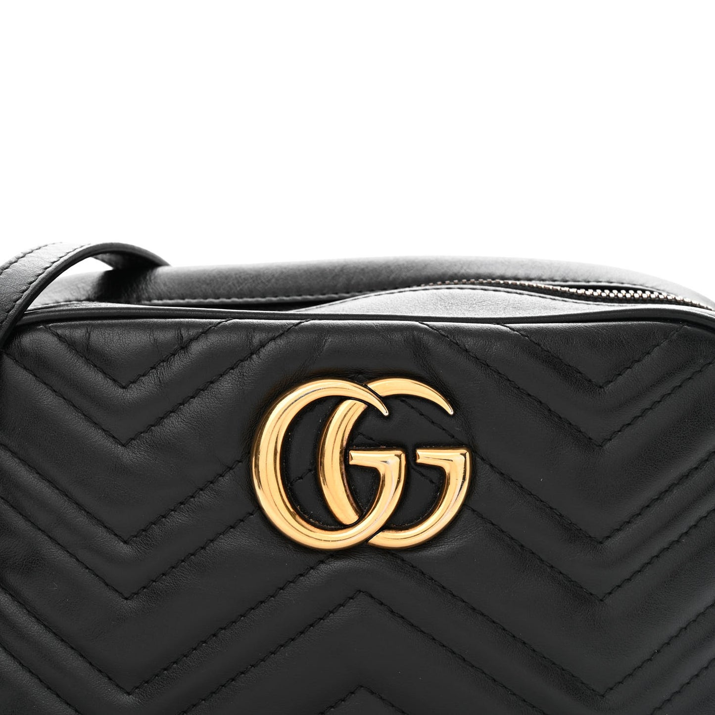Calfskin Matelasse Small GG Marmont Chain Shoulder Bag Black