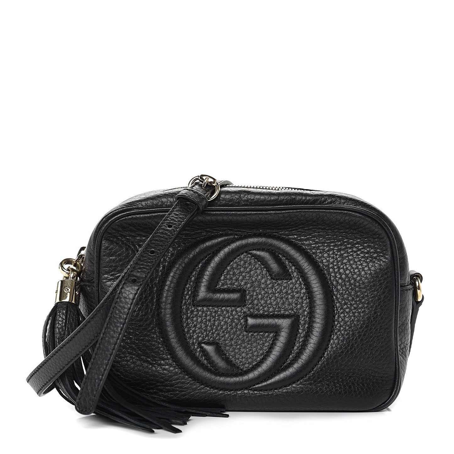 Pebbled Calfskin Small Soho Disco Bag Black