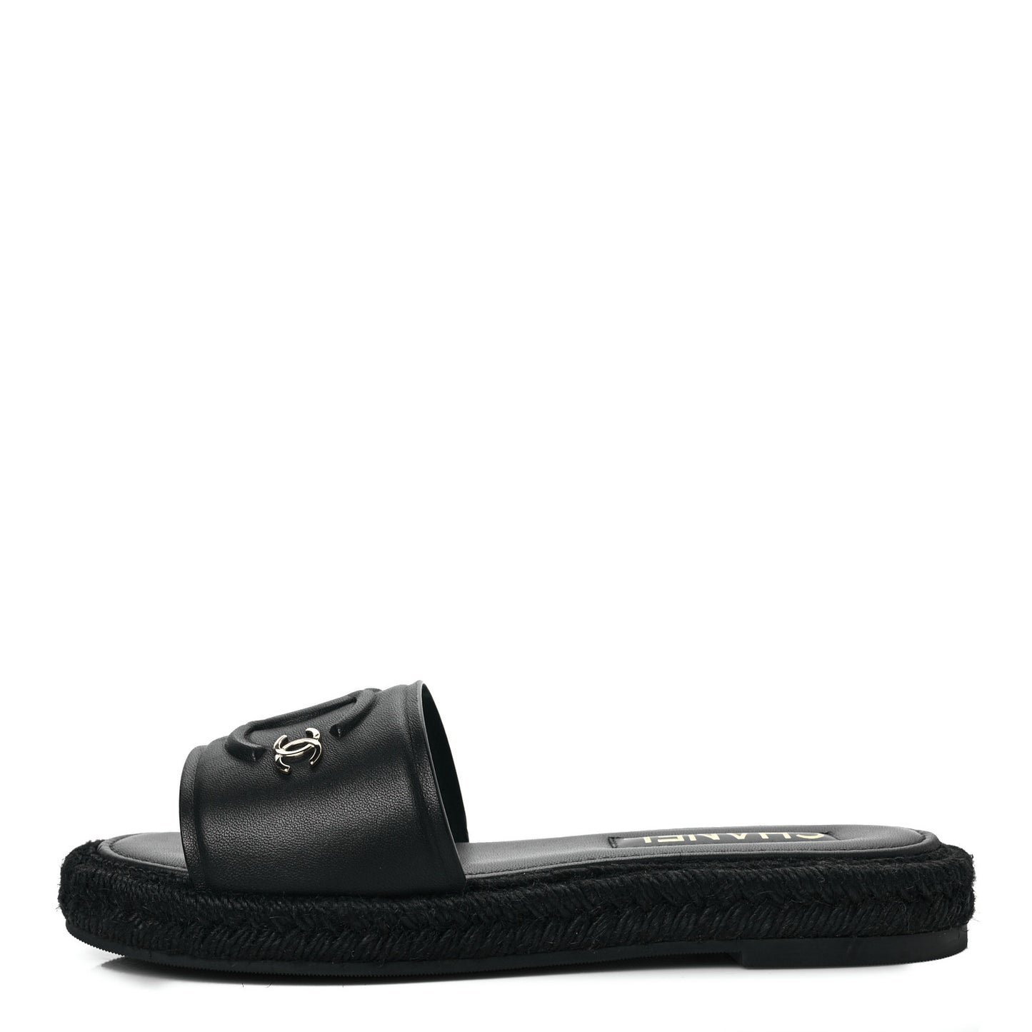 Lambskin Espadrille Mule Sandals 38 Black