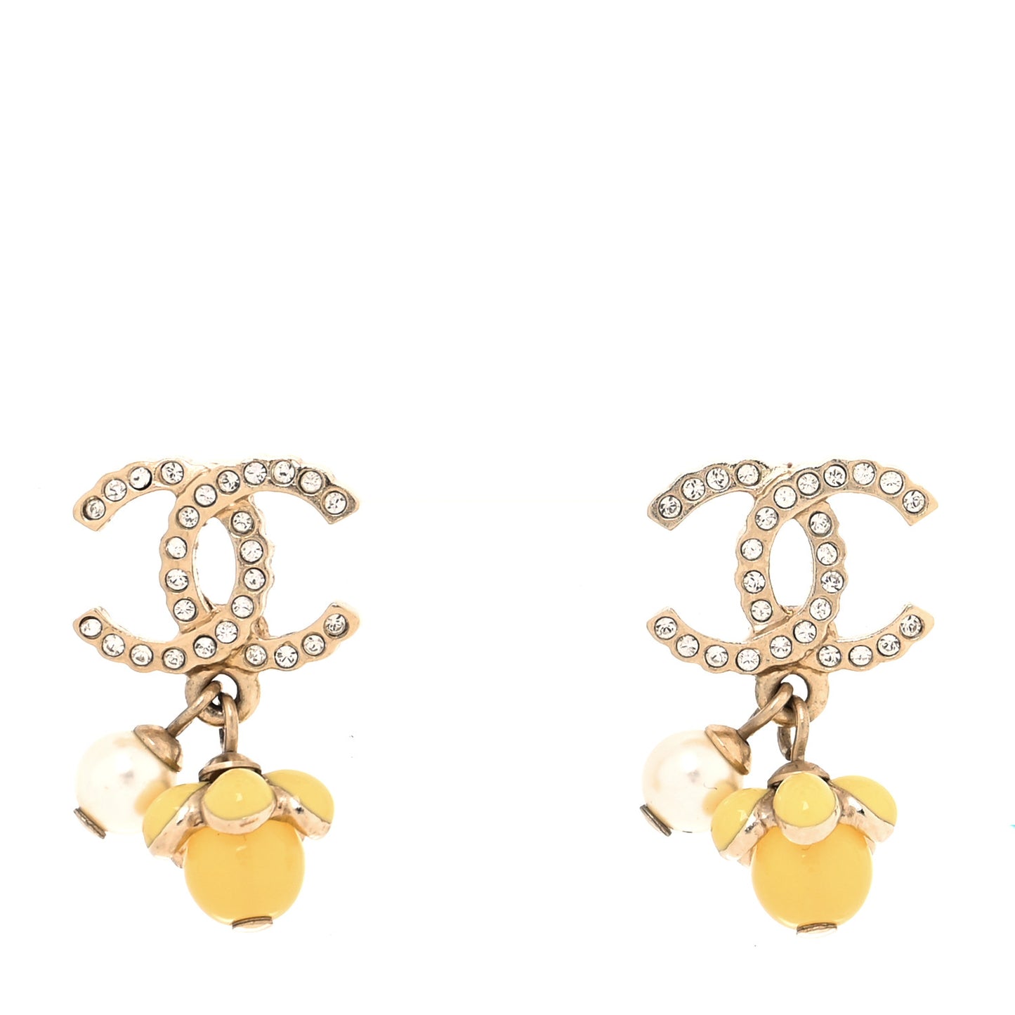 Pearl CC Camellia Drop Earrings Gold