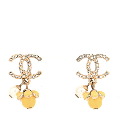 Chanel Pearl CC Camellia Drop Earrings Gold 1 of 4