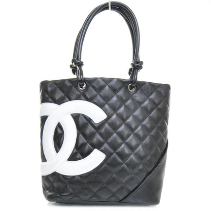 Chanel Calfskin Quilted Medium Cambon Tote Black White 1 of 12