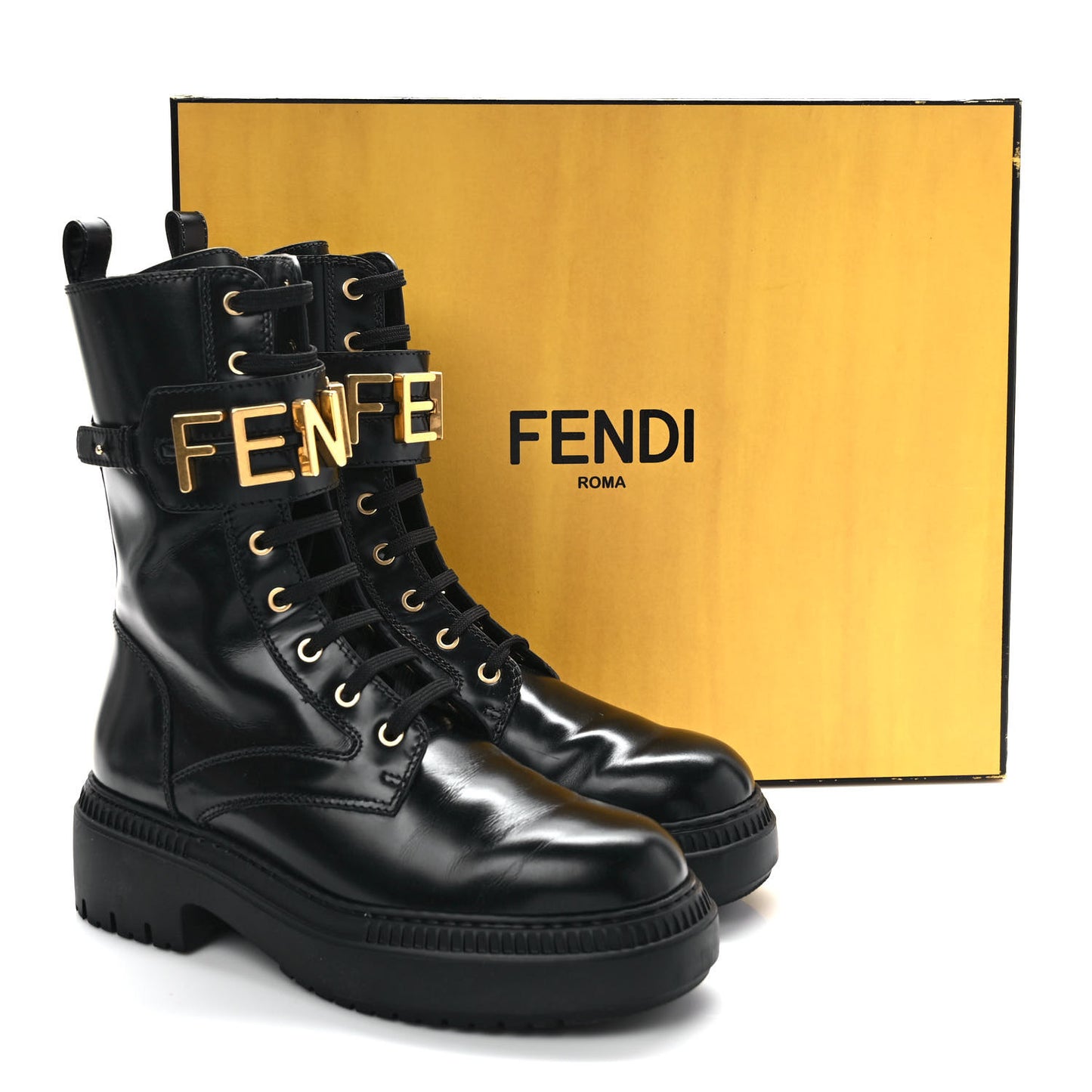 Vitello Abrasivato Fendigraphy 50mm Biker Boots 39.5 Black