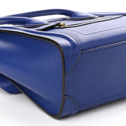 Celine Drummed Calfskin Nano Luggage Indigo 7 of 9
