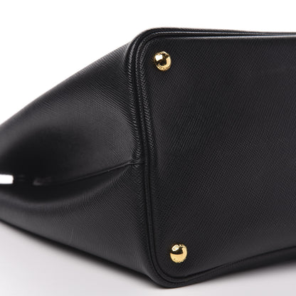 Prada Saffiano Cuir Medium Double Bag Black Fuoco 8 of 10