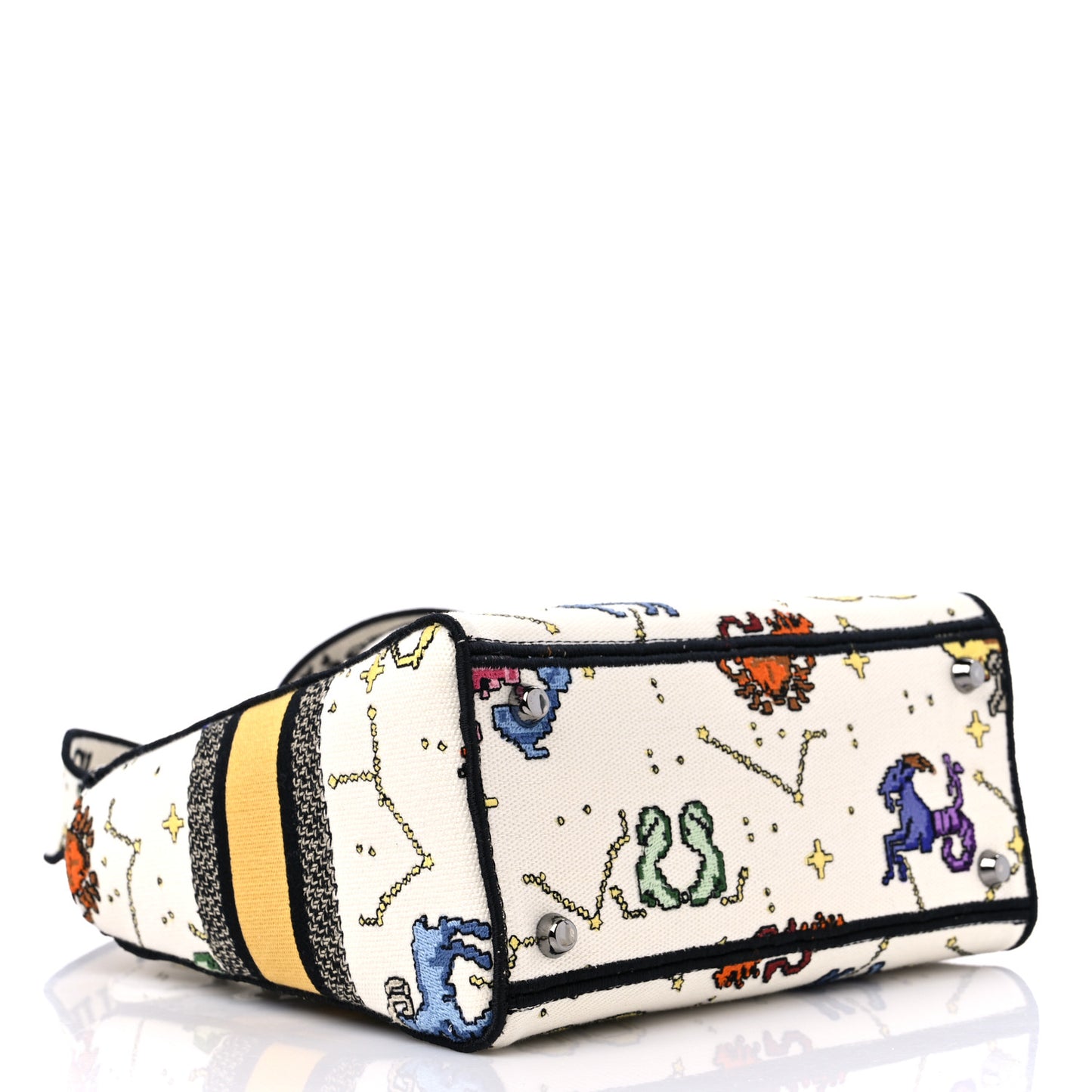 Canvas Pixel Zodiac Embroidered Medium Lady D-Lite Ecru Multicolor