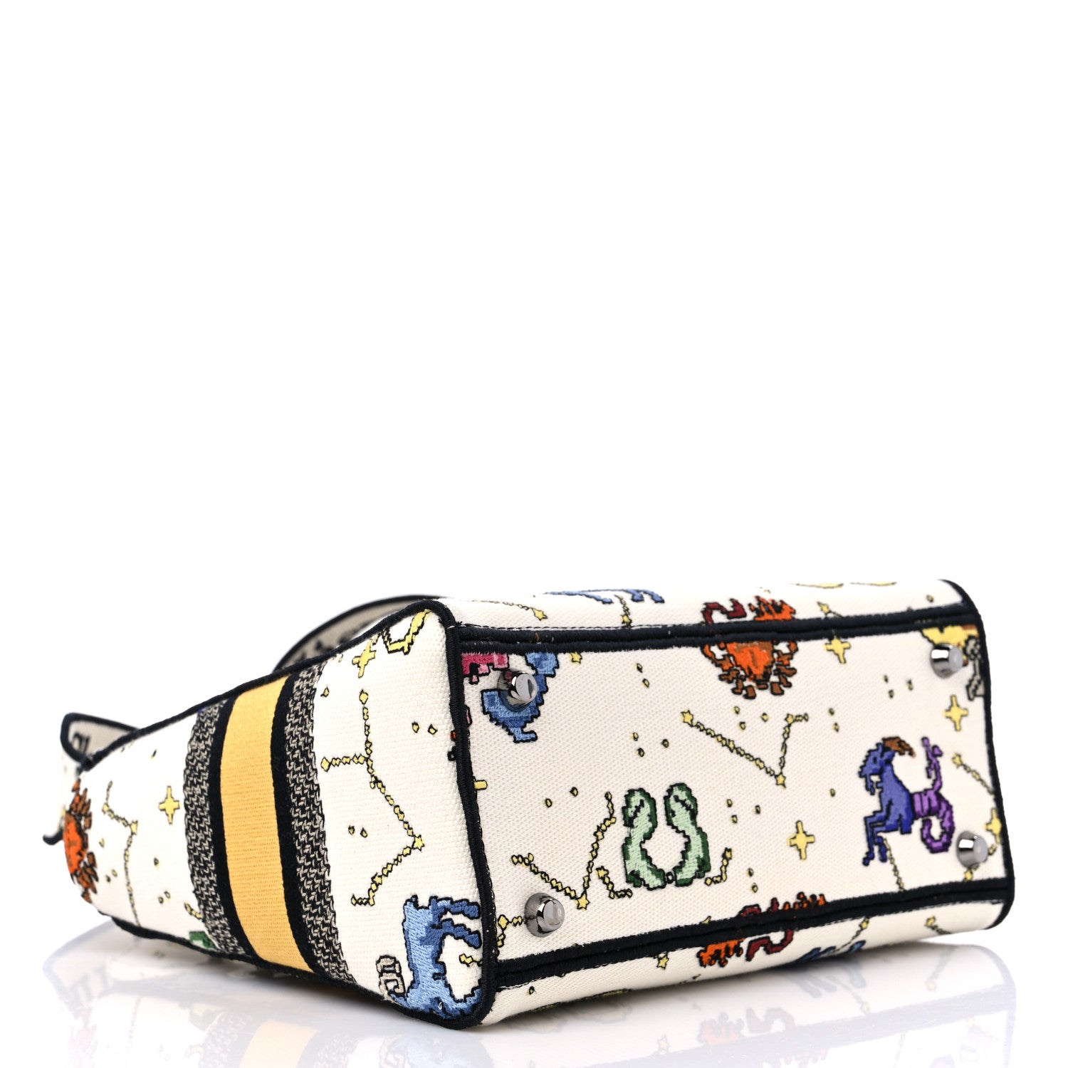 Christian Dior Canvas Pixel Zodiac Embroidered Medium Lady D-Lite Ecru Multicolor 4 of 10