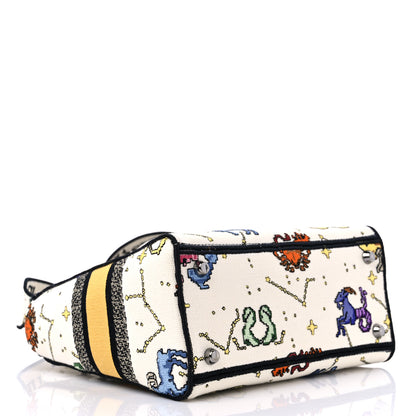 Christian Dior Canvas Pixel Zodiac Embroidered Medium Lady D-Lite Ecru Multicolor 4 of 10