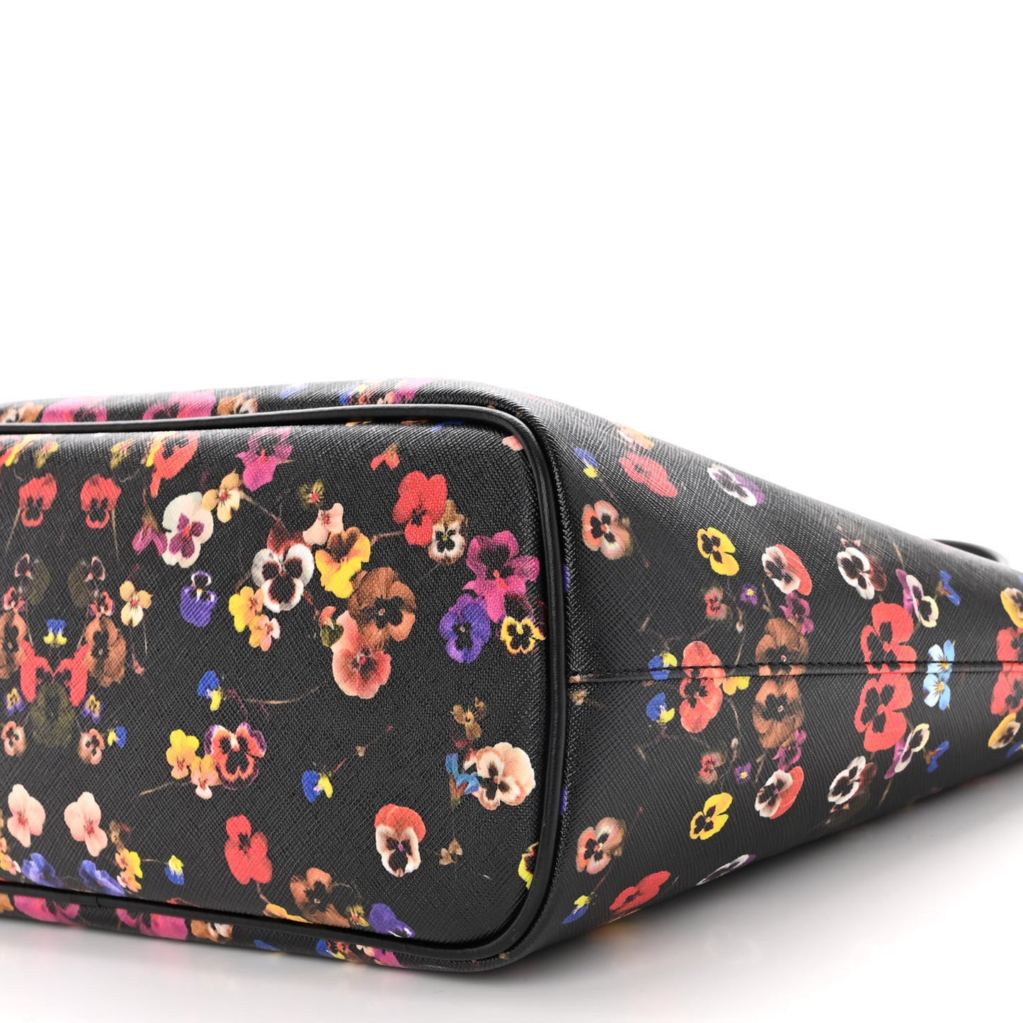 Textured Coated Canvas Floral Print Large Antigona Tote Black Multicolor