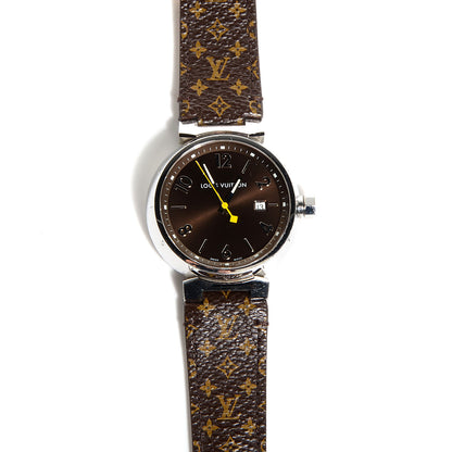 Louis Vuitton Stainless Steel Monogram 39mm Tambour Quartz Watch Brown 1 of 7