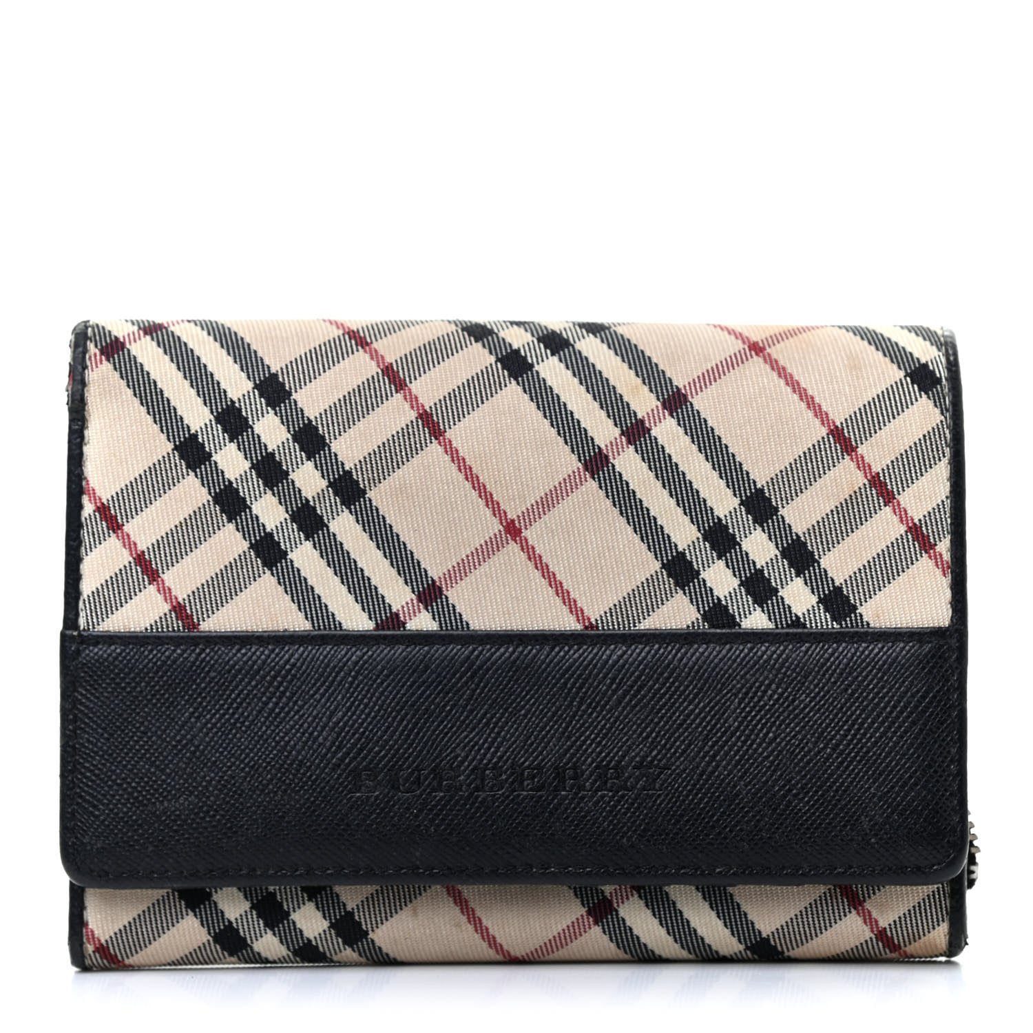 Burberry Calfskin Nova Check Flap Wallet Black 1 of 9