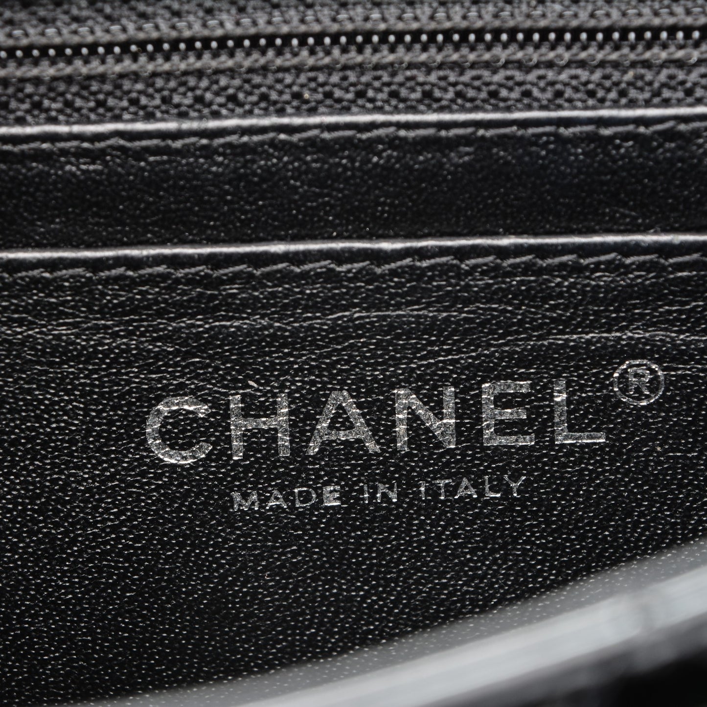 Patent Calfskin Quilted Mini Rectangular Flap Black