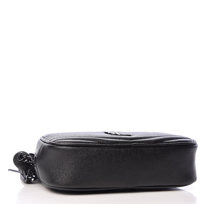 Saint Laurent Grain De Poudre Matelasse Monogram Mini Lou Camera Bag Black 4 of 10