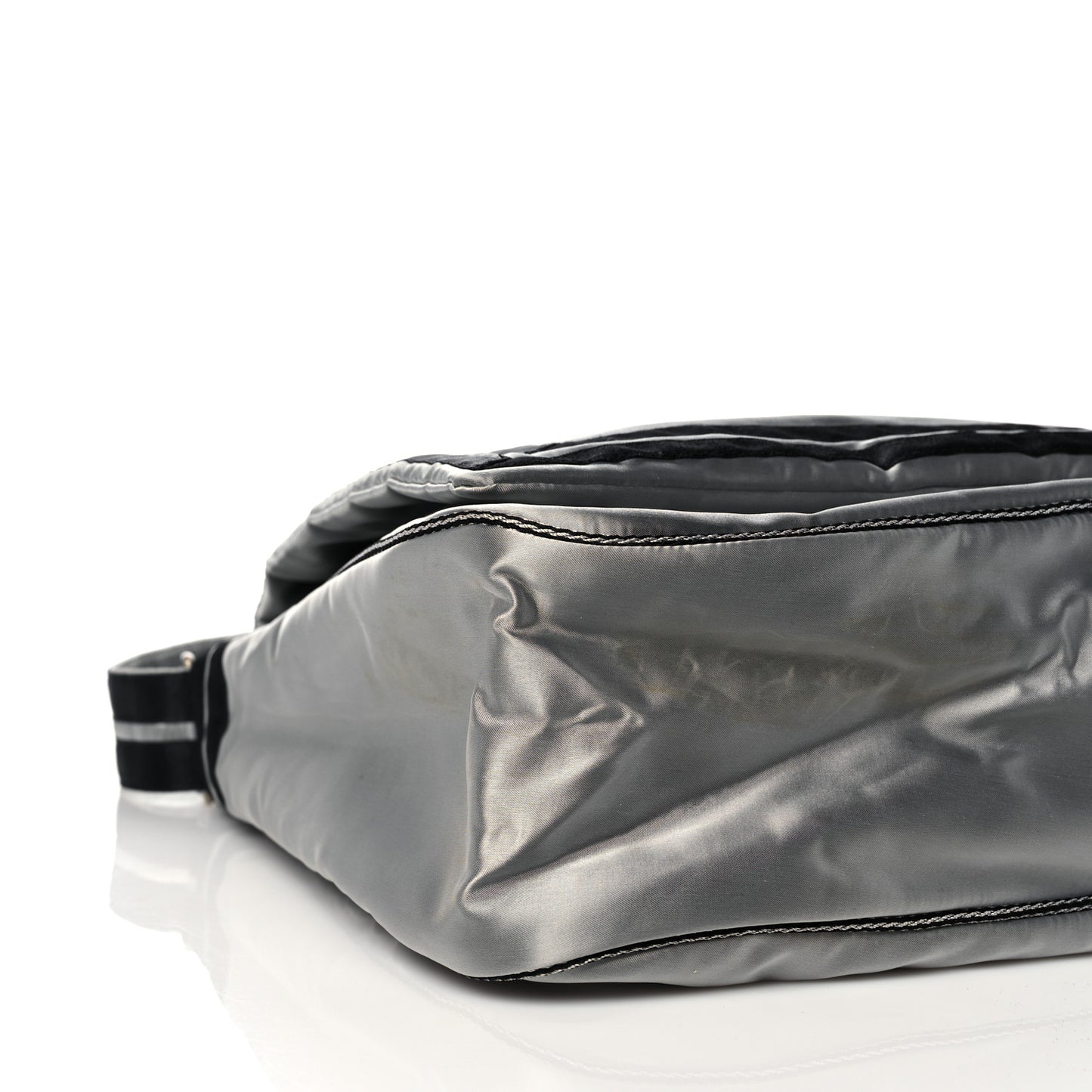 Metallic Nylon Sport CC Messenger Dark Silver
