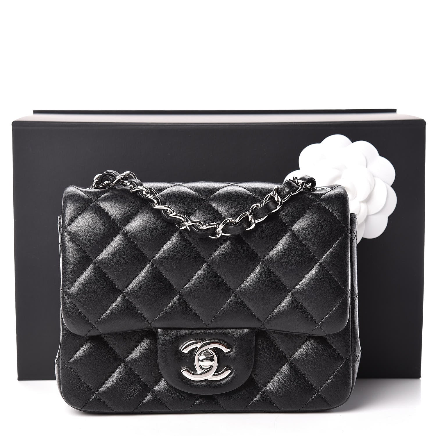Chanel Lambskin Quilted Mini Square Flap Black 15 of 15