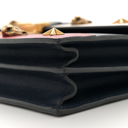 Gucci Calfskin Medium Cat Lock Top Handle Bag Navy Red White 10 of 11