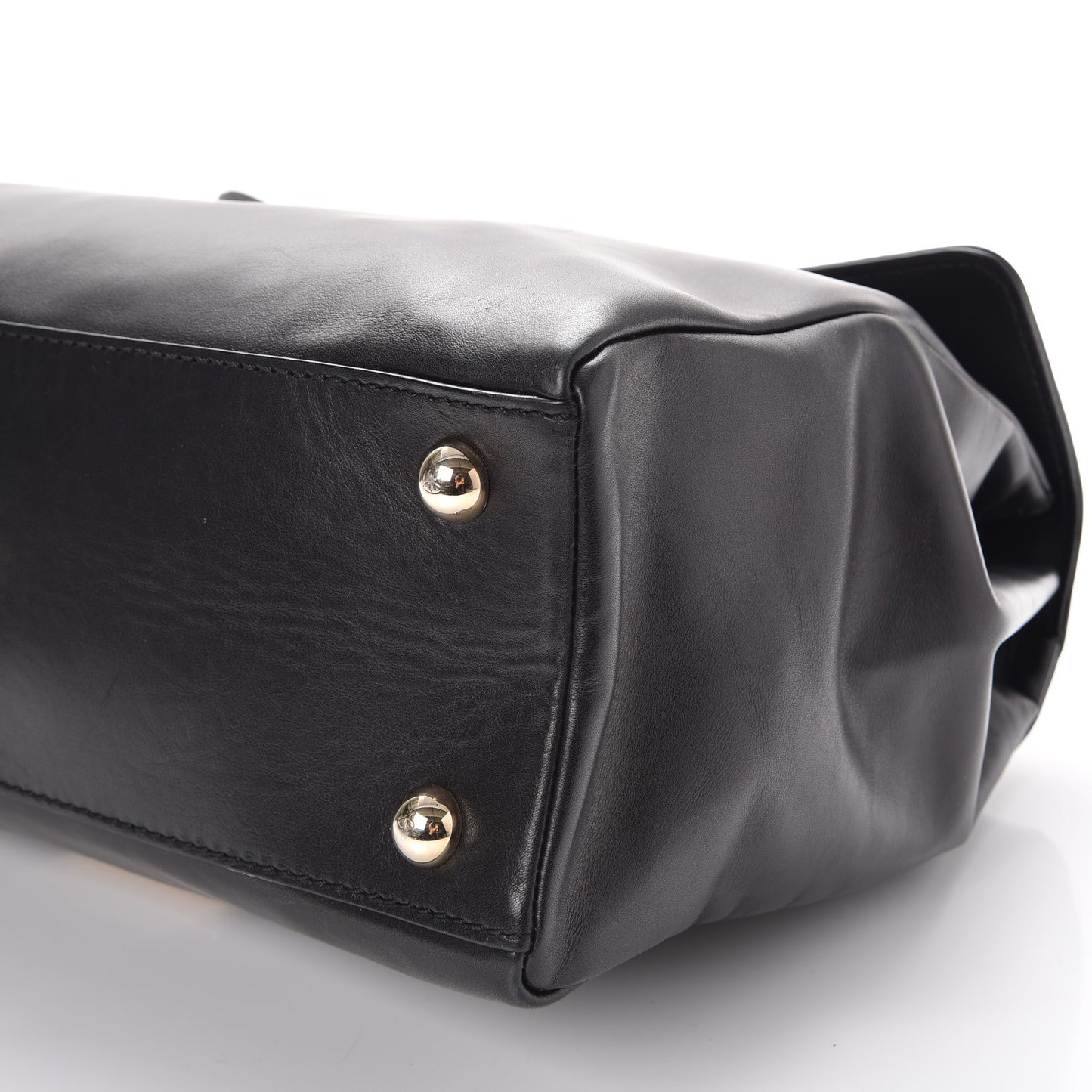 Vitello Large Rockstud Single Handle Flap Satchel Black