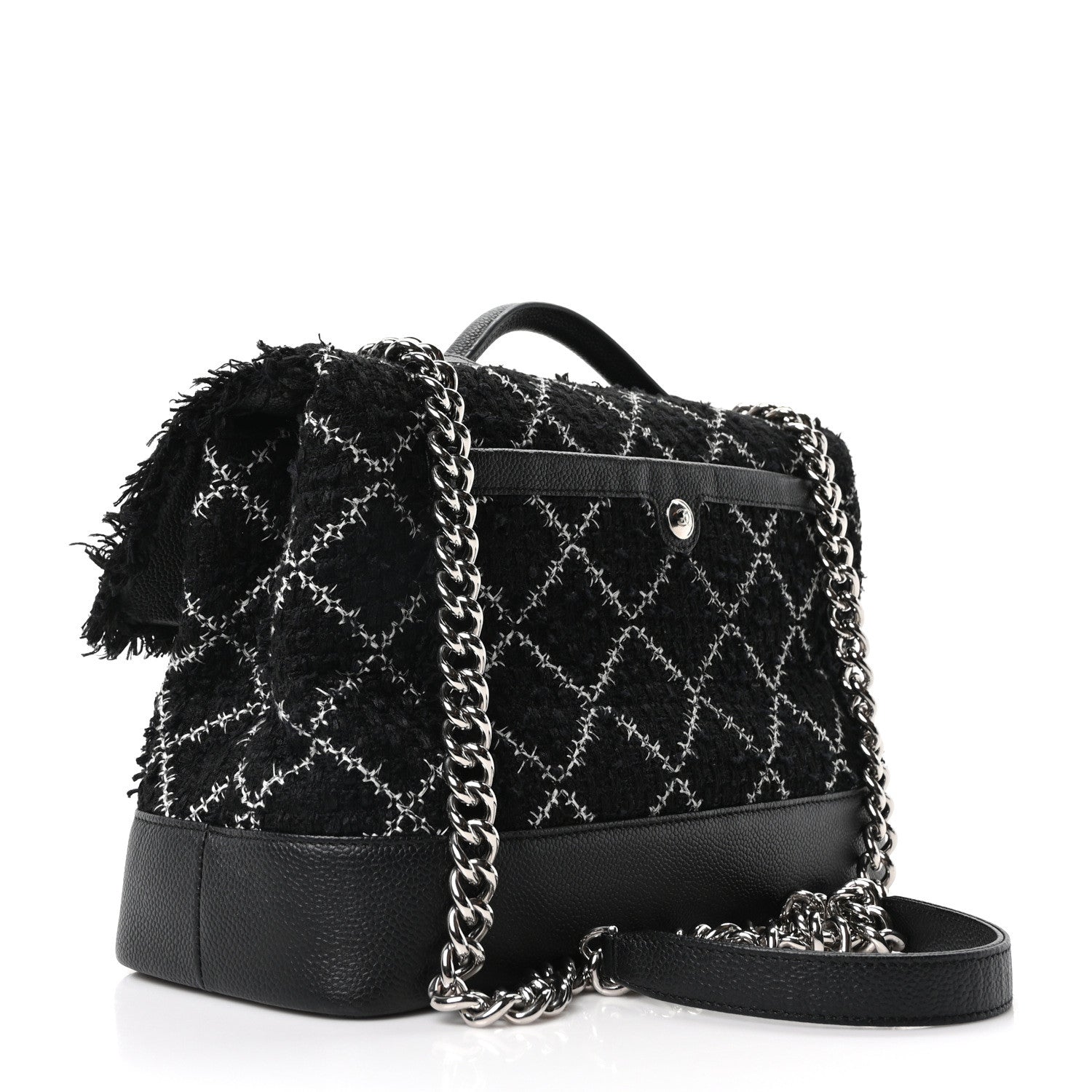 Chanel Tweed Trip Top Handle Flap Black 3 of 10
