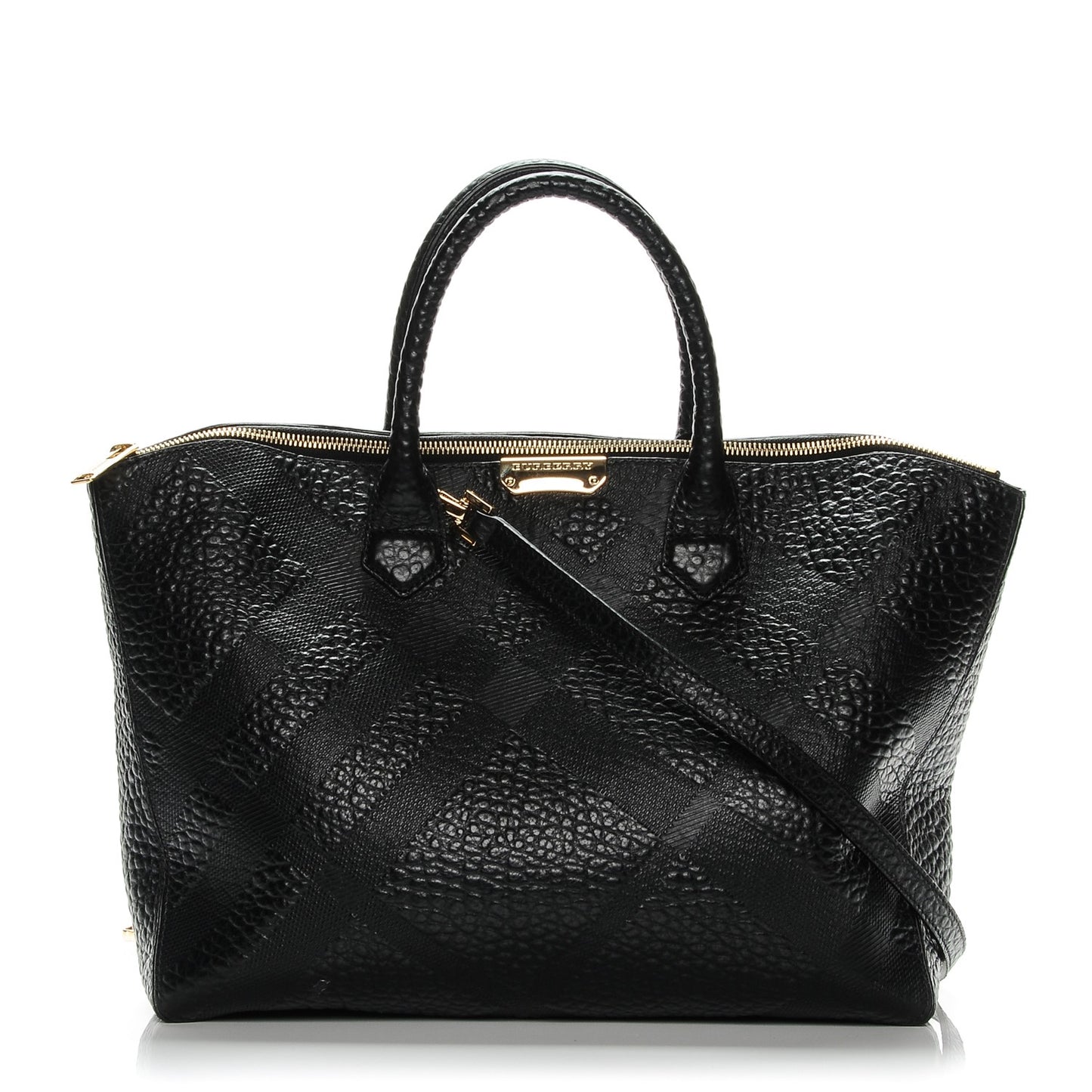 Heritage Grain Check Embossed Medium Dewsbury Tote Black