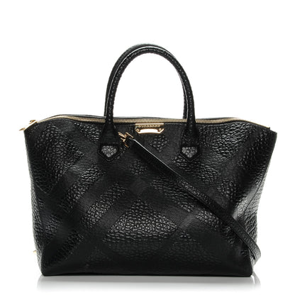 Burberry Heritage Grain Check Embossed Medium Dewsbury Tote Black 1 of 9