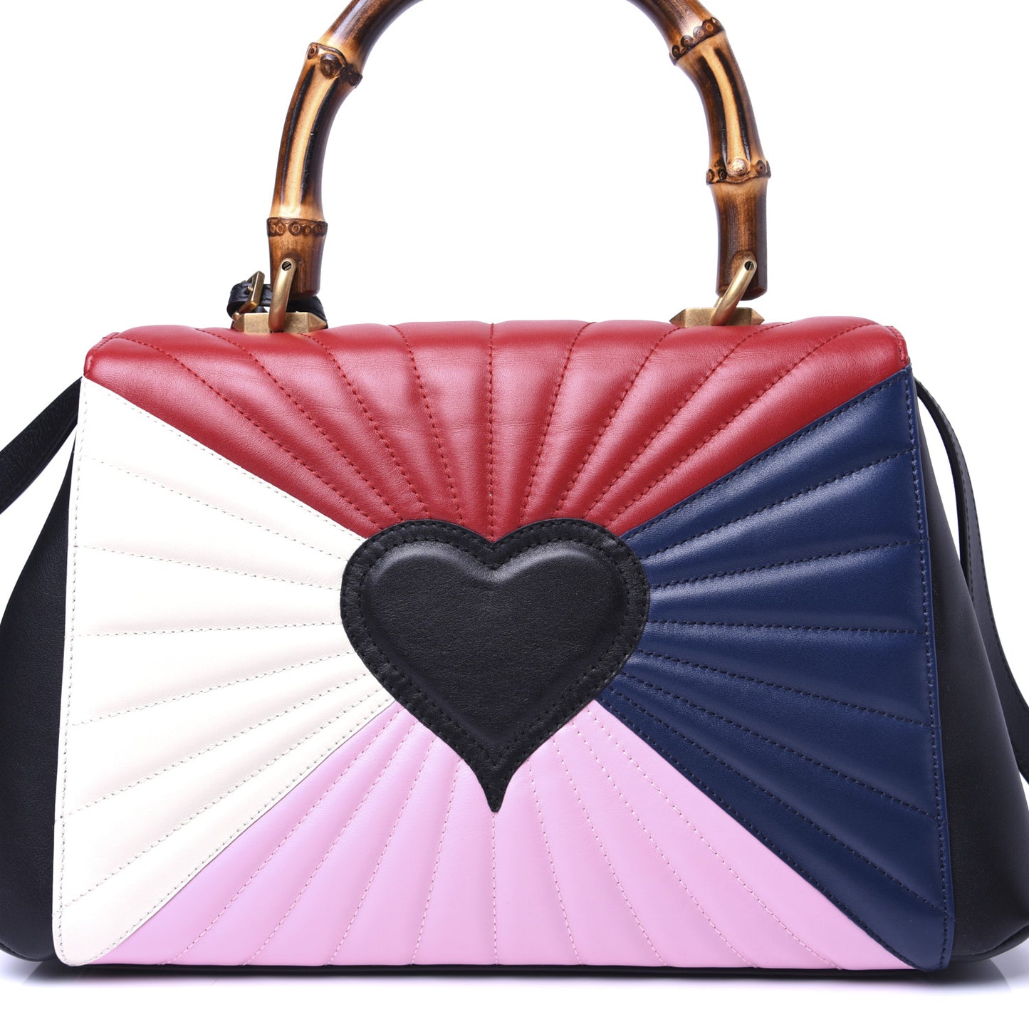 Calfskin Bamboo Trapuntata Queen Margaret Top Handle Bag Blue Agata Hibiscus Red Mystic White Sugar Pink
