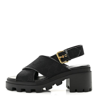 Gucci Monogram Granada Kid Trip 40/72mm Lug Sole Sandals 38.5 Black 1 of 11