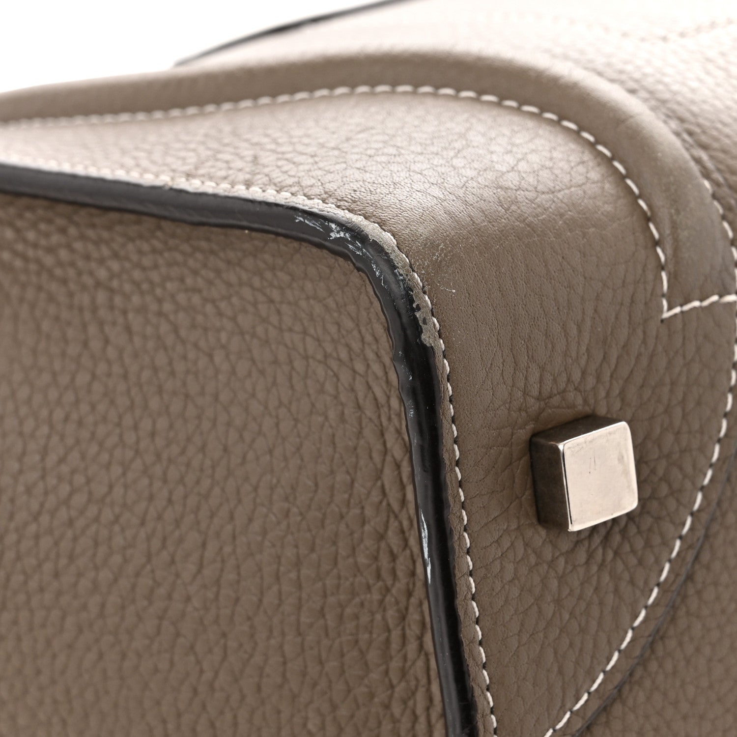Celine Drummed Calfskin Mini Luggage Souris 12 of 15